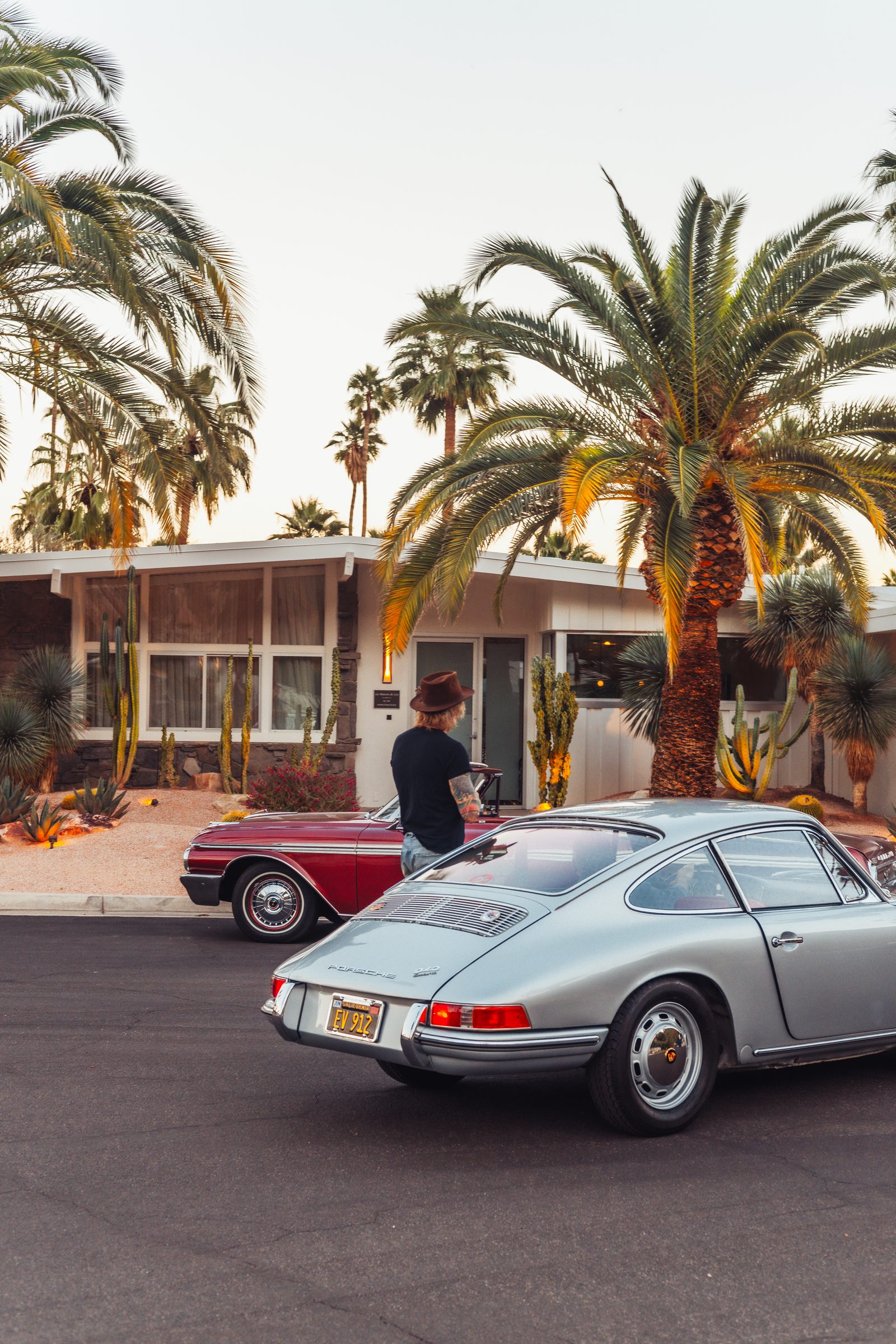 Rear 3/4 — mid-century modern house